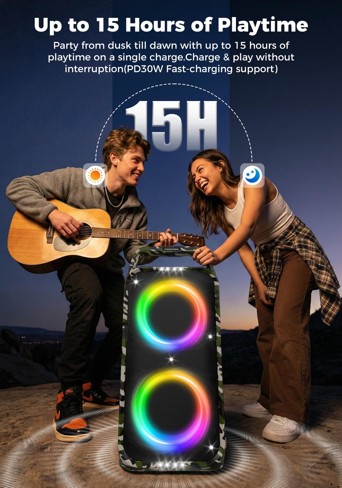 Portable Bluetooth Speaker 240W Loud Bass 15 Hours Battery H4829
