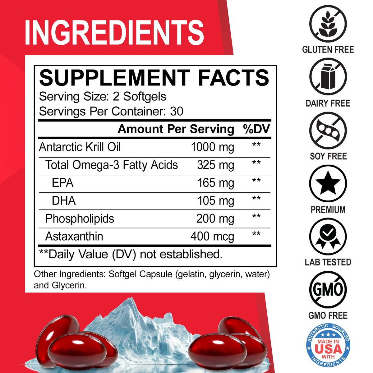 Krill Oil Omega 3 500mg 60 Softgels V195264