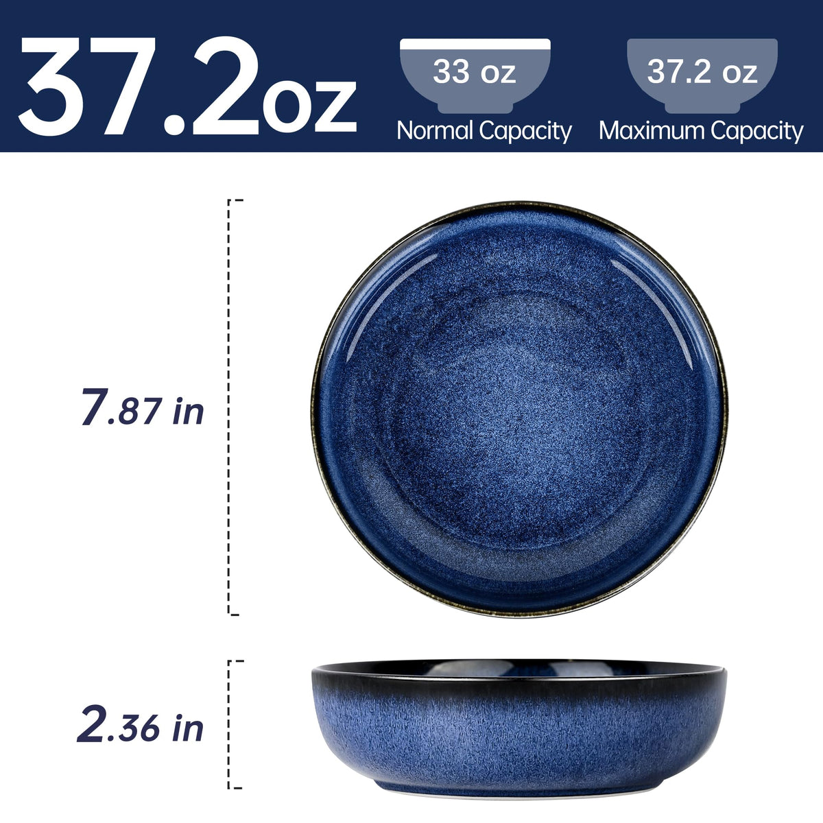 Blue Porcelain Pasta Bowls Set for 4 K85937