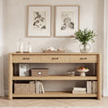 63" Oak Console Table with Storage P556