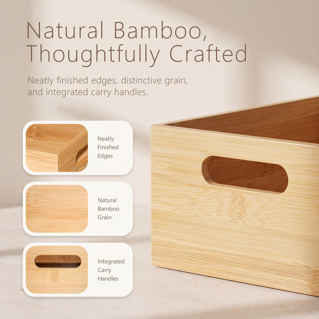 3 Pack Bamboo Storage Box with Handle C825