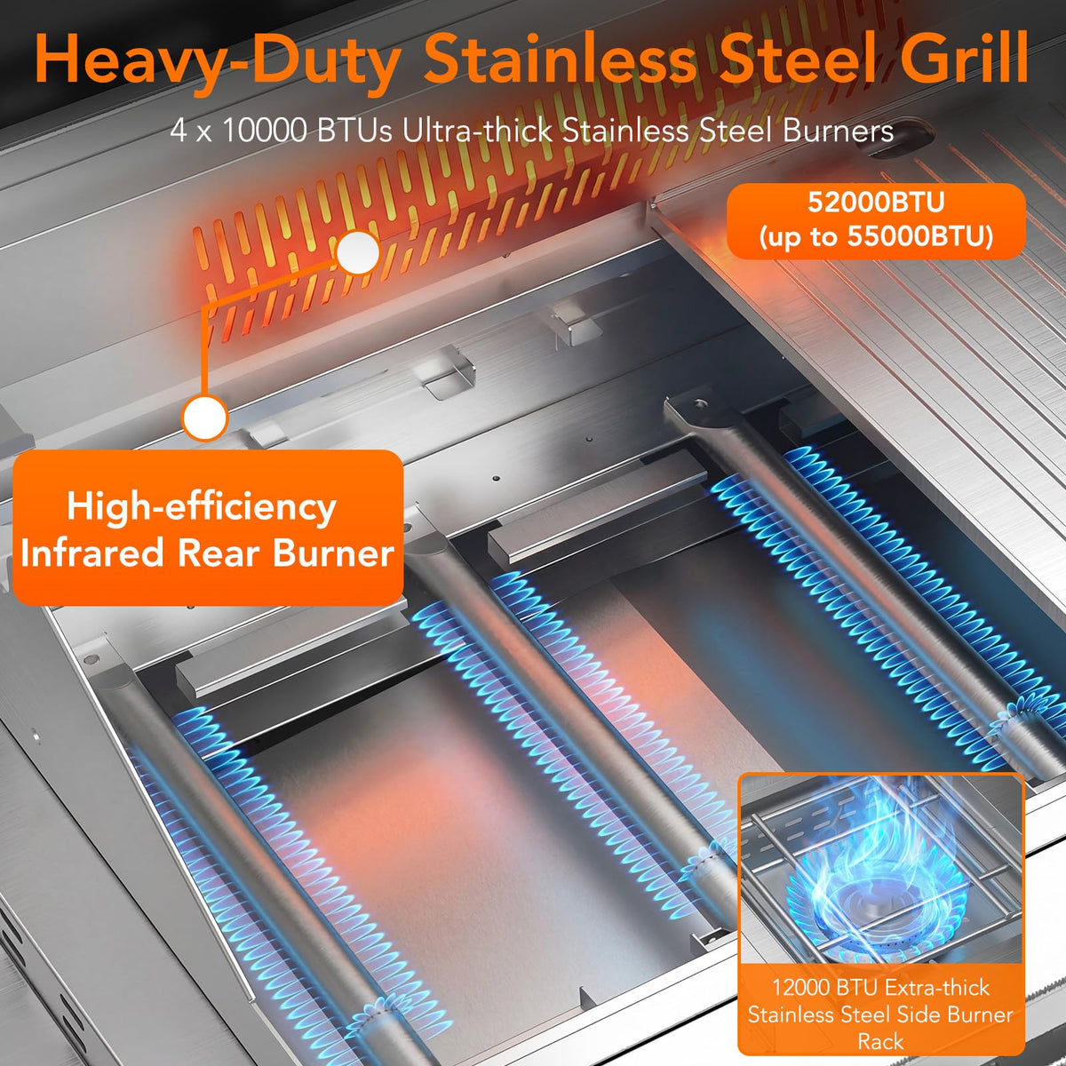 Heavy-duty SUS304 Stainless Steel 6-Burner Propane Gas Grill T952