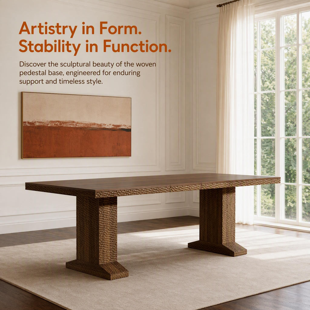 63-94.5 Inch Extendable Dining Table Set with 8 Brown Chairs D507