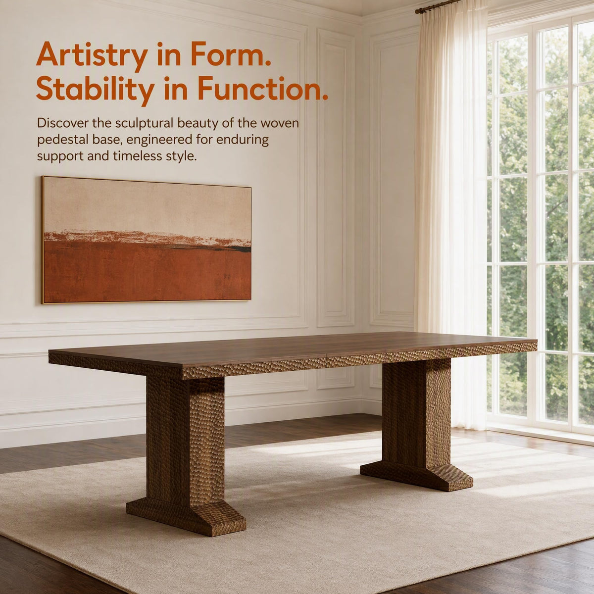 63-94.5 Inch Extendable Dining Table Set with 8 Brown Chairs D507
