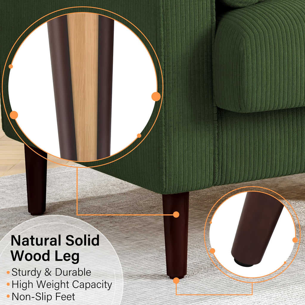 Set of 2 Green Corduroy Upholstered Accent Chairs N296