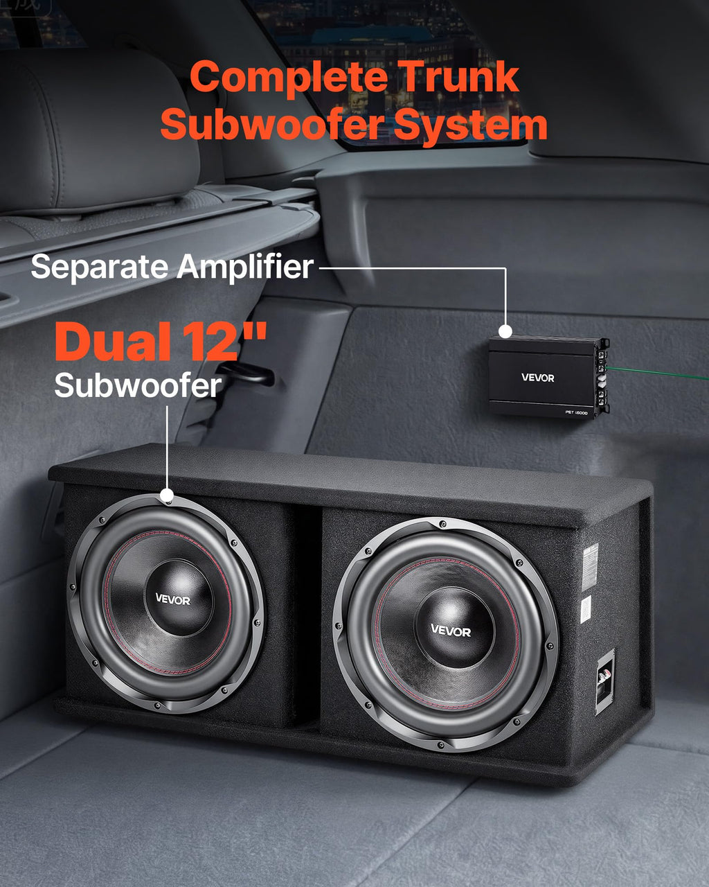 Dual 12" Enclosed Powered Subwoofer with Amplifier A191357