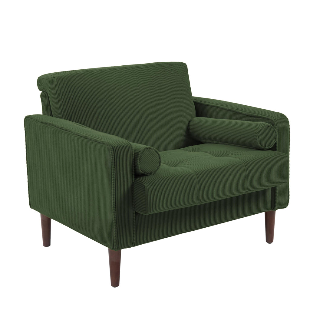 Set of 2 Green Corduroy Upholstered Accent Chairs N296