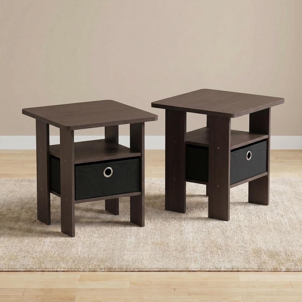 Brown 3-Tier Square Side Table Set of 2 R61885