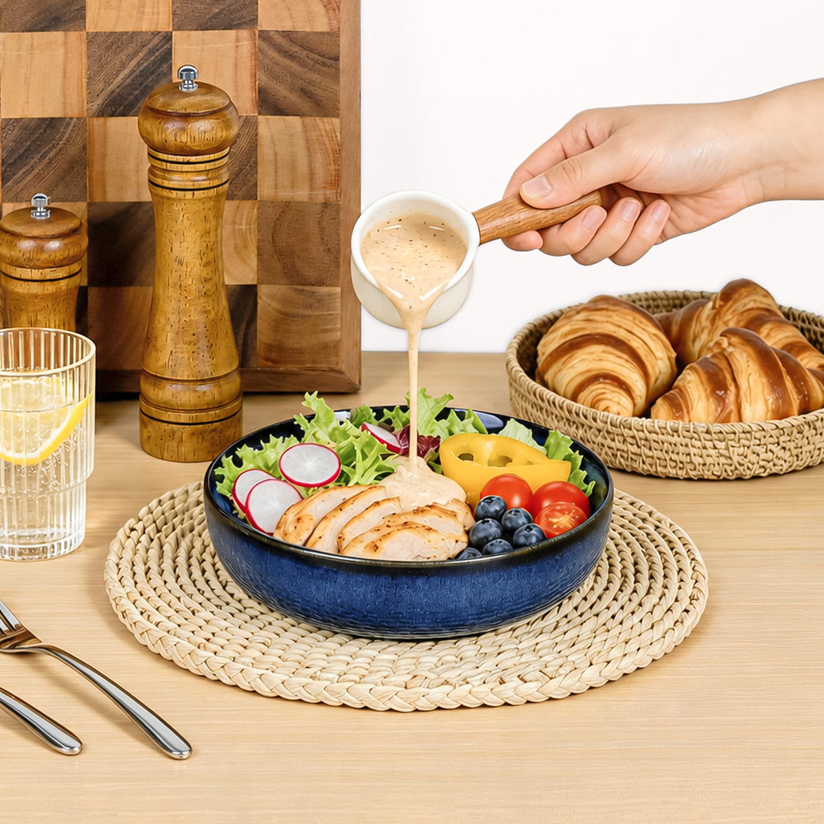 Blue Porcelain Pasta Bowls Set for 4 K85937