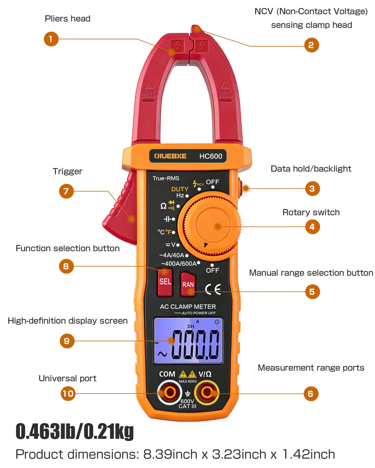 600A True RMS Clamp Meter S938