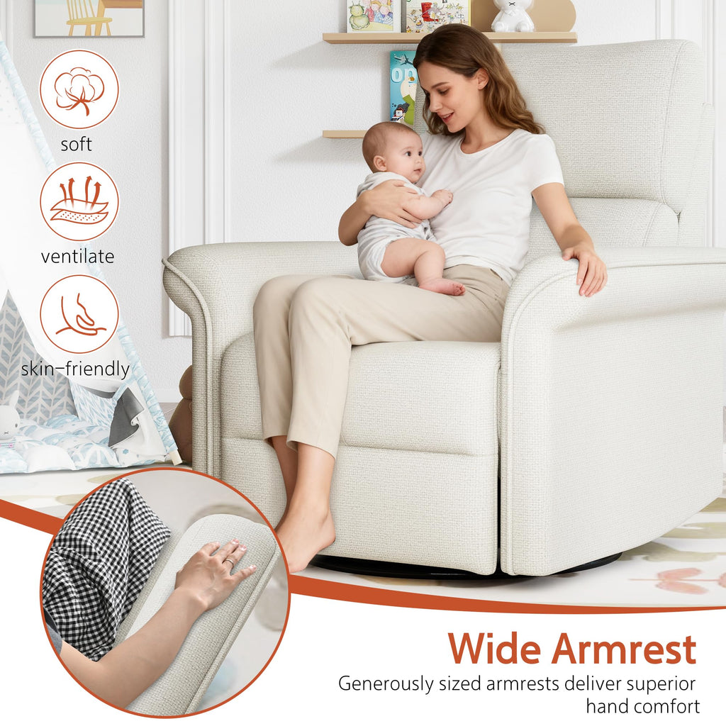Fabric Light Gray Swivel Rocker Recliner Chair K877651