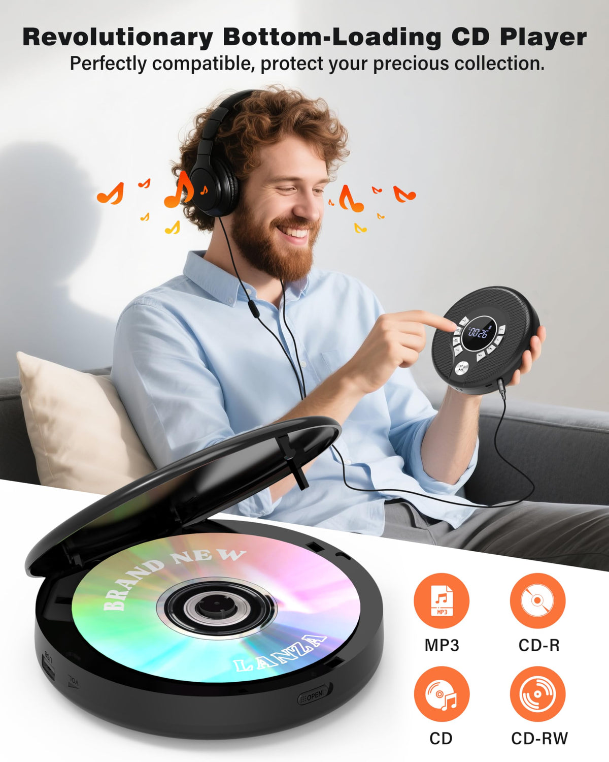 Portable Bluetooth CD Player with FM Transmitter C41787