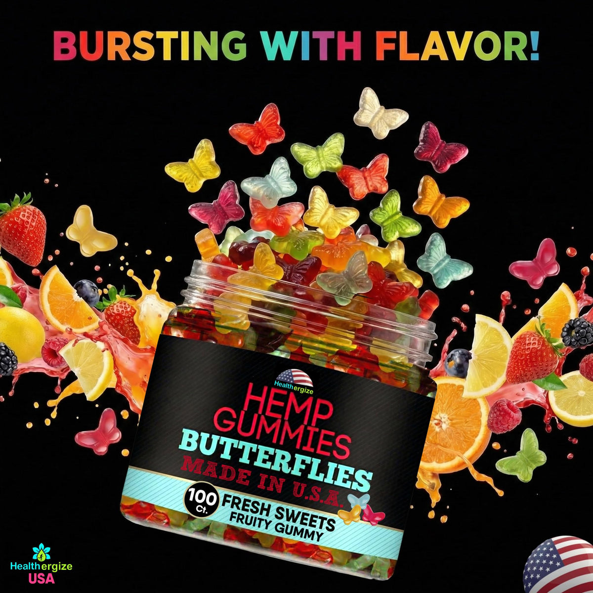Hemp Gummies 10 Fruity Flavors 100 Count I553