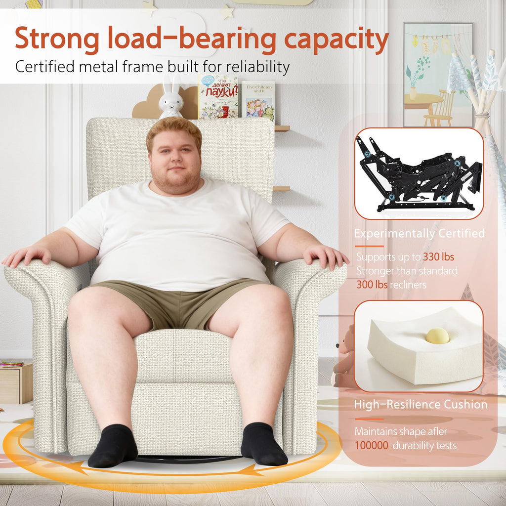 Fabric Light Gray Swivel Rocker Recliner Chair K877651