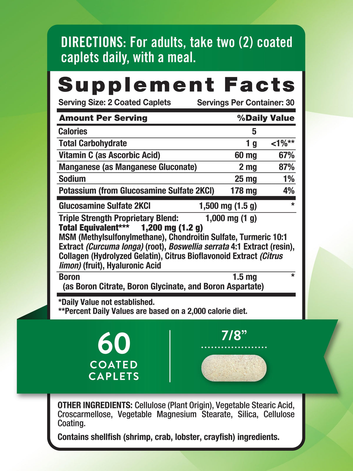 Glucosamine Chondroitin MSM Complex 60 Caplets V50822