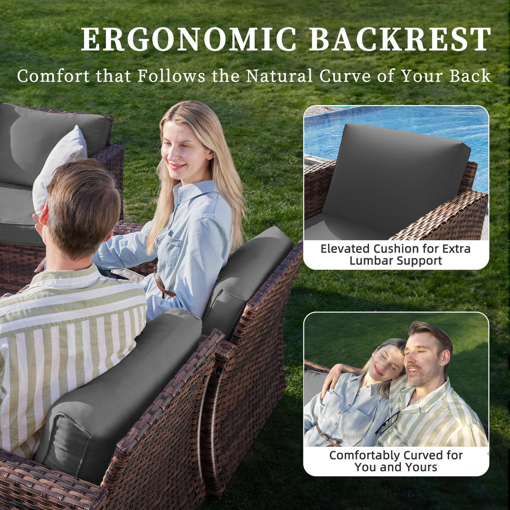 5 Pieces Wicker Rattan Patio Furniture Set with Storage Table N18438