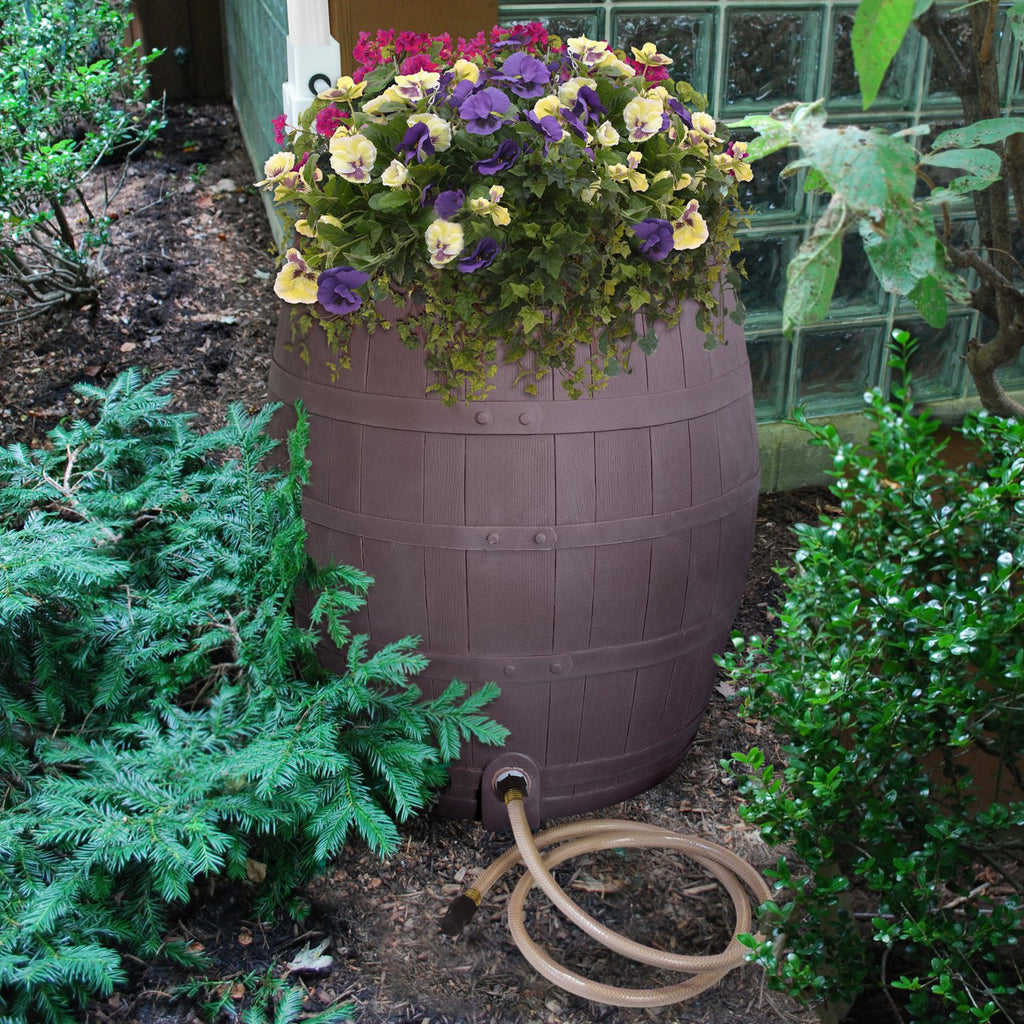 50-Gallon Whiskey Rain Barrel with Planter and Diverter M317