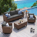 5 Pieces Wicker Rattan Patio Furniture Set with Storage Table N18438