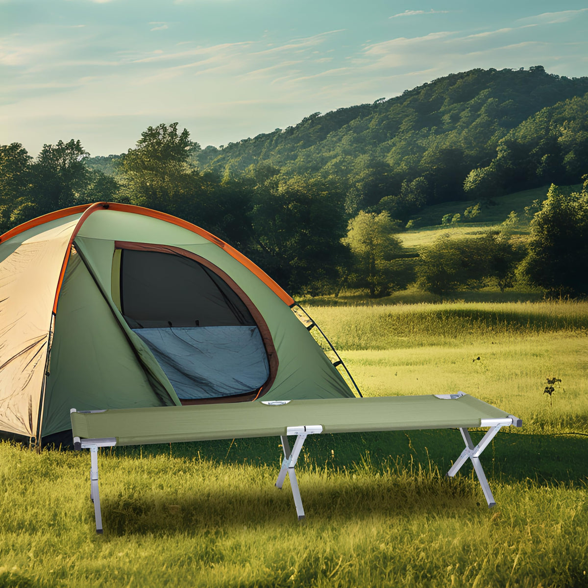 25" Wide Folding Camping Cot with Carry Bag X369