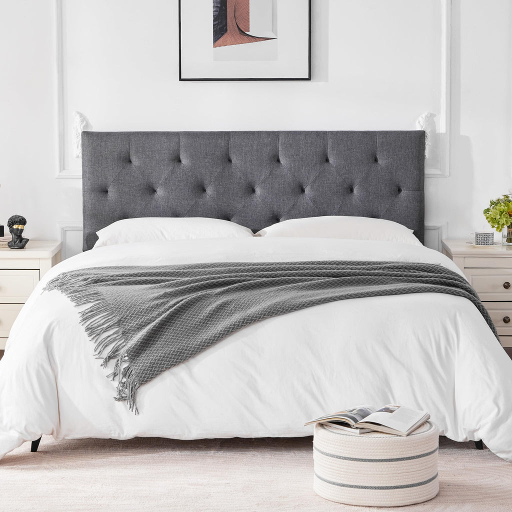 Queen Size Light Gray Linen Headboard L473