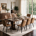 63-94.5 Inch Extendable Dining Table Set with 8 Brown Chairs D507