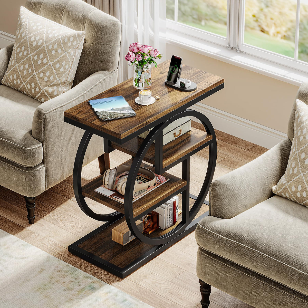 4-Tier Narrow Side Table with Storage Shelves K692343