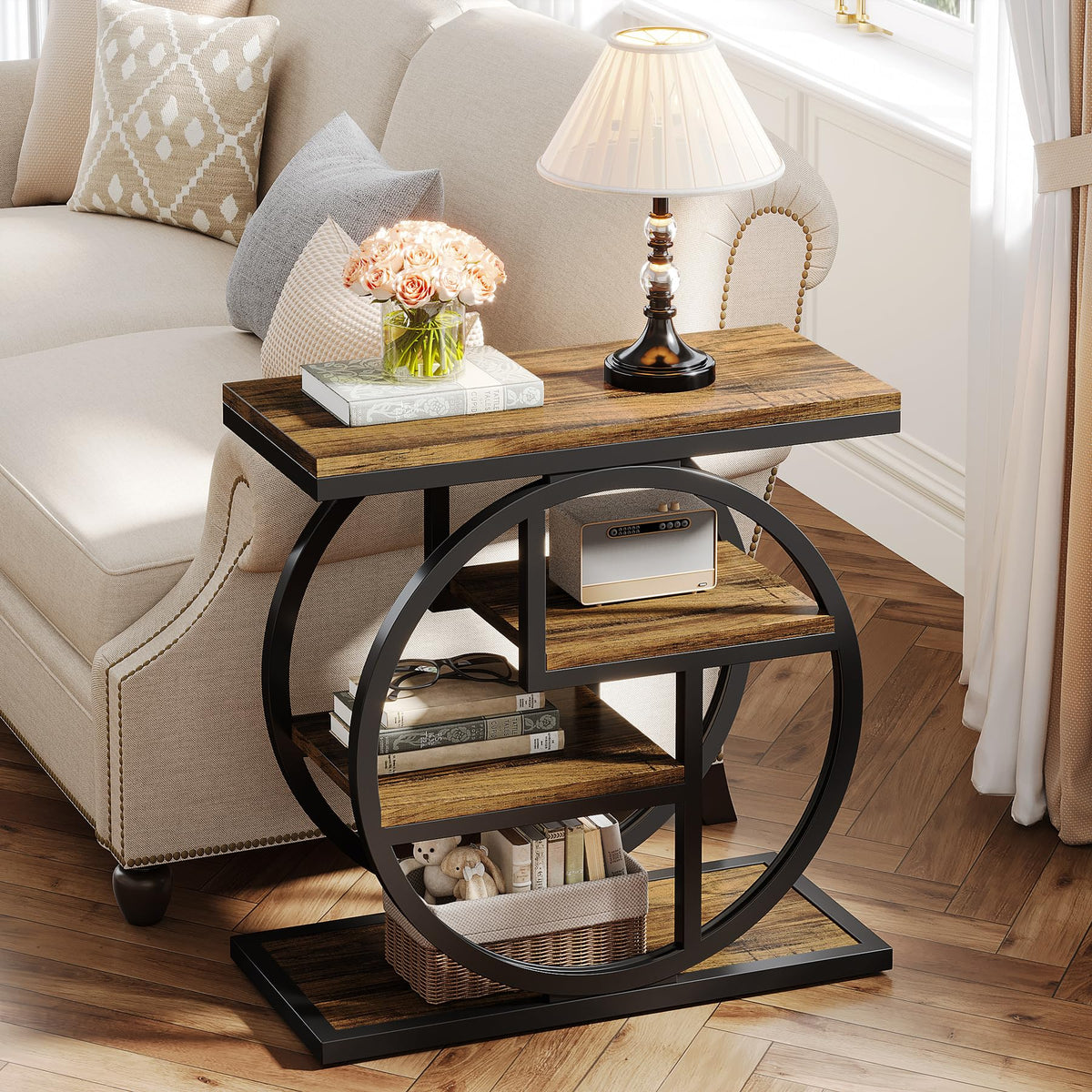 4-Tier Narrow Side Table with Storage Shelves K692343